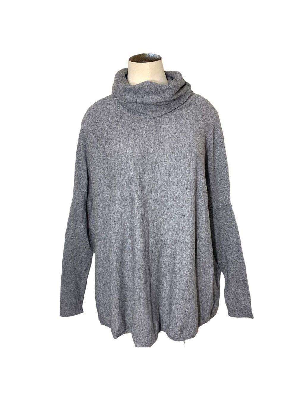 cyrus Grey Comfy Cozy Oversize Knit Sweater Bat's Wings Sleeves Cowlneck Sz S